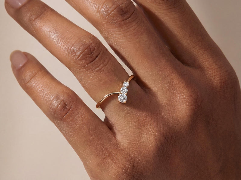 Gold Three-Stone Diamond Ring