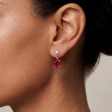 Oval Drop Earrings with White Sapphire Accent