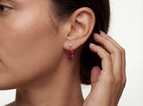 Oval Drop Earrings with White Sapphire Accent