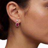 Gemstone Oval Drop Earrings with White Sapphire in Gold