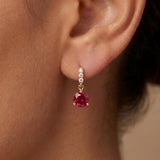 Round Drop Earrings with White Sapphire Accents in Gold