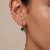 Oval Drop Earrings with Beaded Accent in Gold