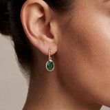 Oval Drop Earrings with Beaded Accent in Gold
