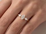 Three Stone Marquise Diamond Ring in Gold