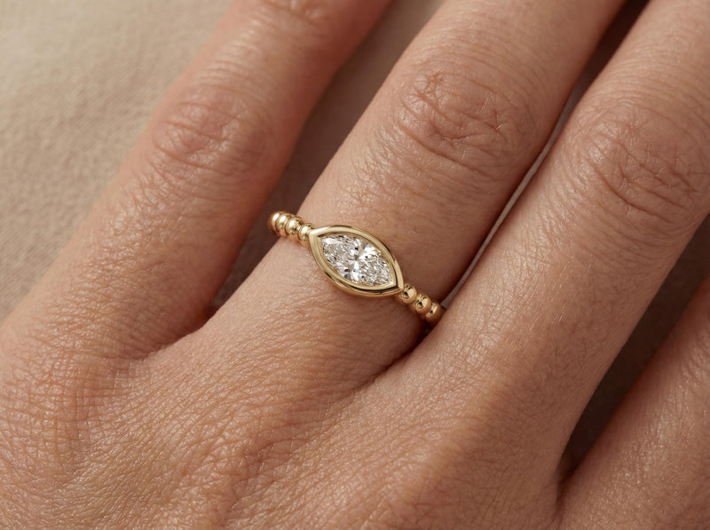 Marquise Lab Grown Diamond Ring in Gold