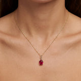 Gold Oval Gemstone Necklace