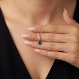 Pear Gemstone Pendant Necklace with White Sapphire Accent in Gold