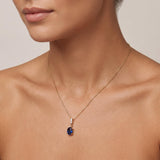 Oval Gemstone Pendant Necklace with White Sapphire Accents in Gold