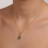 Round Gemstone Drop Necklace in Gold