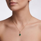 Oval Gemstone Drop Necklace with Beaded Detail