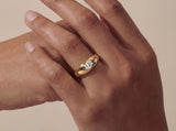 Gold Dome Ring with Oval Diamond