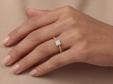 Princess Cut Beaded Diamond Gold Ring