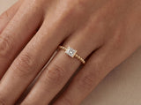 Princess Cut Beaded Diamond Gold Ring