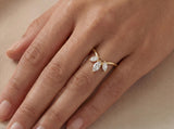 V-Shape Marquise Diamond Ring in Gold