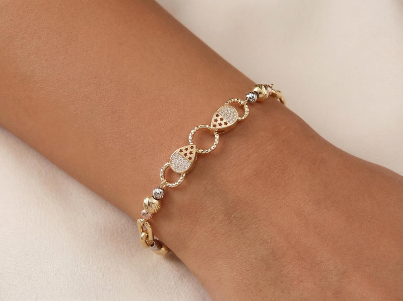 14K Gold Two Tone Charm Bracelet