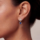 Oval Gemstone Earrings with Marquise cut Accents