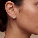 Oval Earrings with Marquise Accent Studs