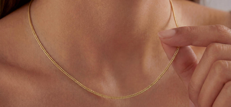 Gold Flat Wheat Chain Necklace