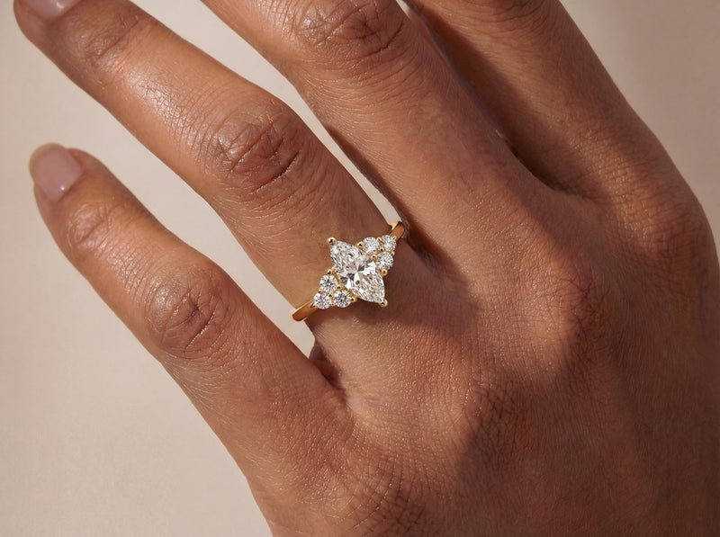 Marquise Diamond Cluster Gold Ring
