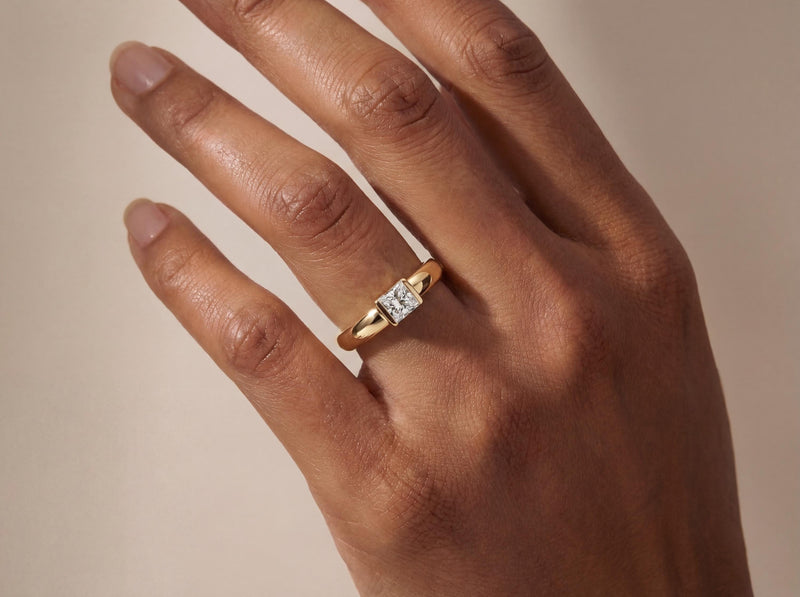 Princess-Cut Lab Diamond Ring in Gold