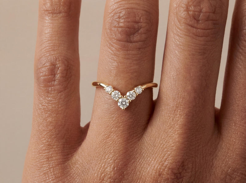 Diamond Chevron Ring in Gold