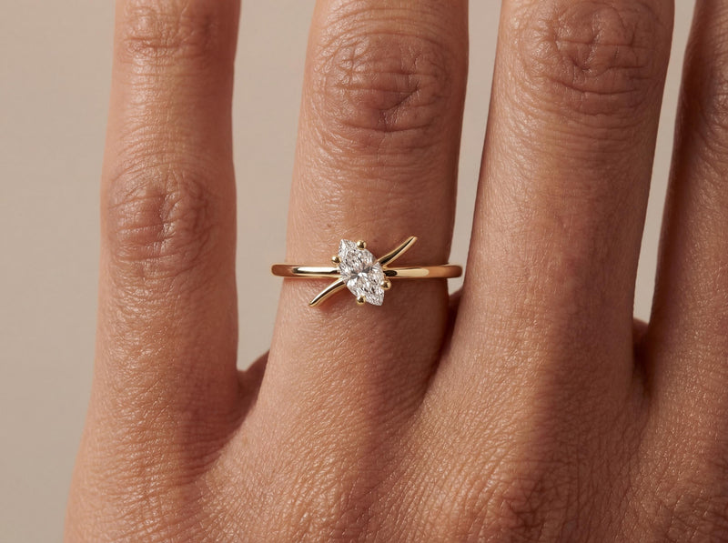 Gold Criss Cross Band Ring