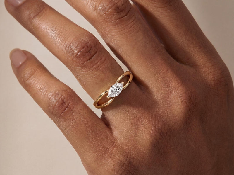 Gold Marquise Lab Diamond Ring