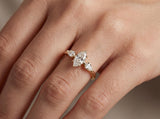 Three Stone Marquise Diamond Ring in Gold
