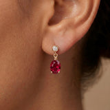 Oval Drop Earrings with White Sapphire Accent