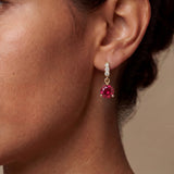 Round Drop Earrings with White Sapphire Accents in Gold