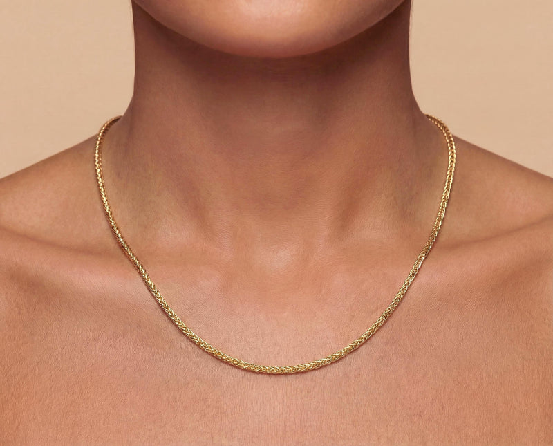 Gold Flat Wheat Chain Necklace