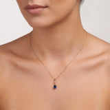 Pear Gemstone Pendant Necklace with White Sapphire Accent in Gold