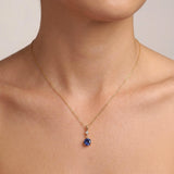 Gold Round Gemstone Necklace with White Sapphire Accent