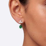 Pear Drop Earrings with White Sapphire Leaf Studs