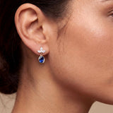 Oval Gemstone Earrings with Marquise cut Accents