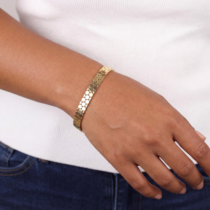 Honeycomb Disc Bracelet in Gold
