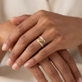 Solid Gold Zig Zag Ring with Diamonds
