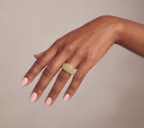 Gold Woven Dome Ring with Lab Grown Diamonds