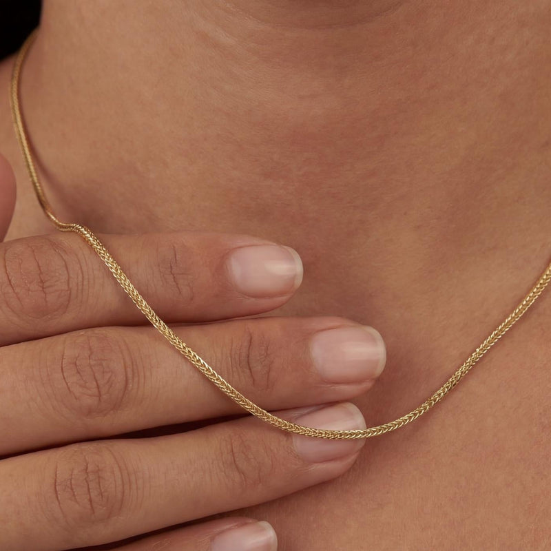 Gold Flat Wheat Chain Necklace