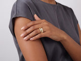 Gold Ribbed Ring with Pavé Lab Grown Diamonds