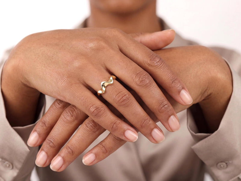 Solid Gold Sculpted Wave Ring