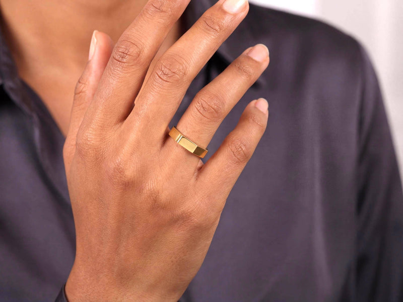 Gold Hexagon Band Ring