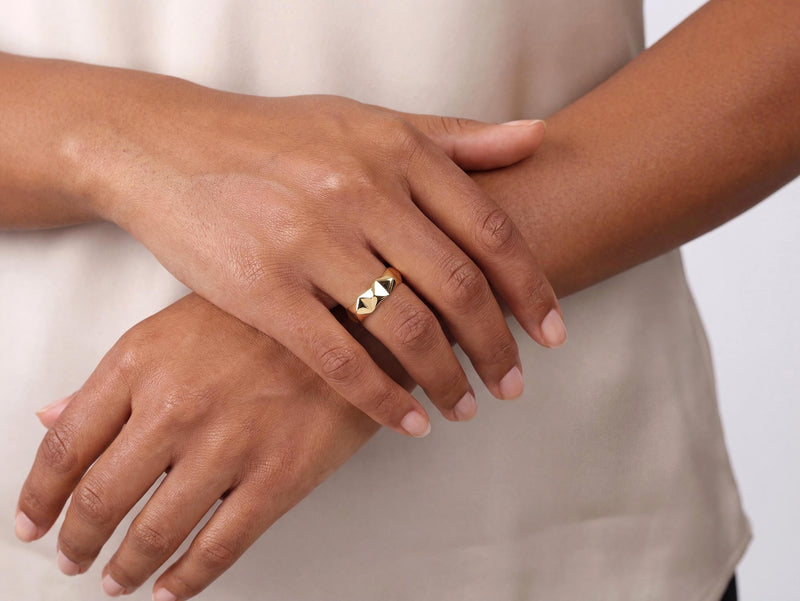 Solid Gold Pyramid Ring