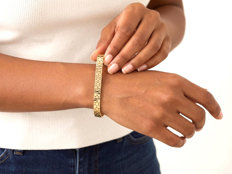 Honeycomb Disc Bracelet in Gold