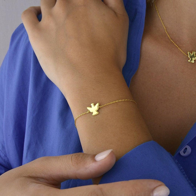 14K Gold Dainty Angel Charm Bracelet