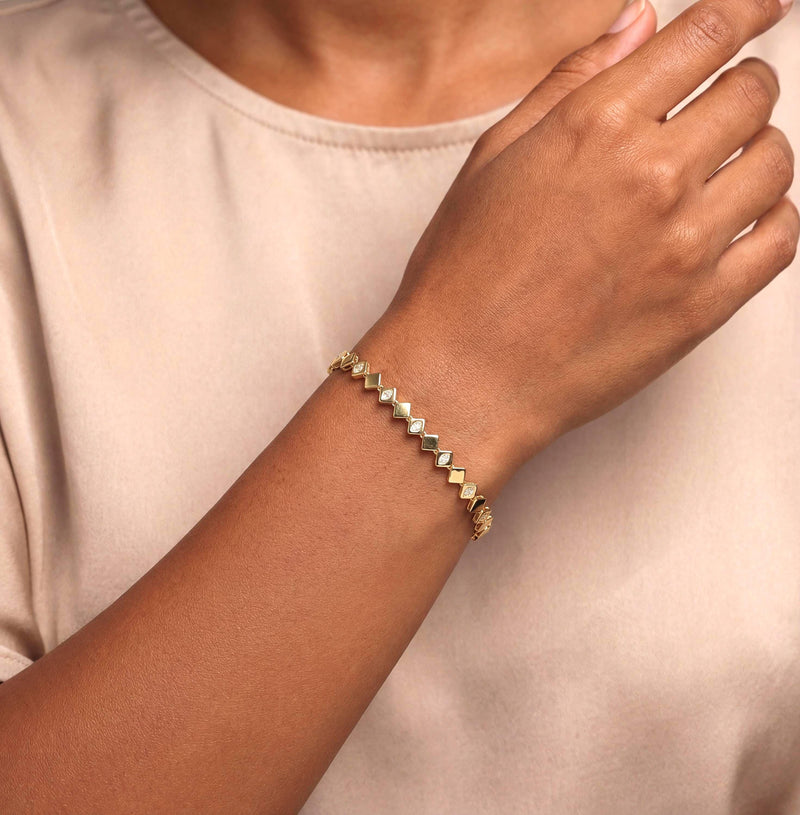 Diamond Tile Bracelet in Gold