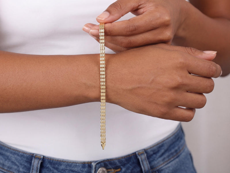 Gold Brick Link Bracelet