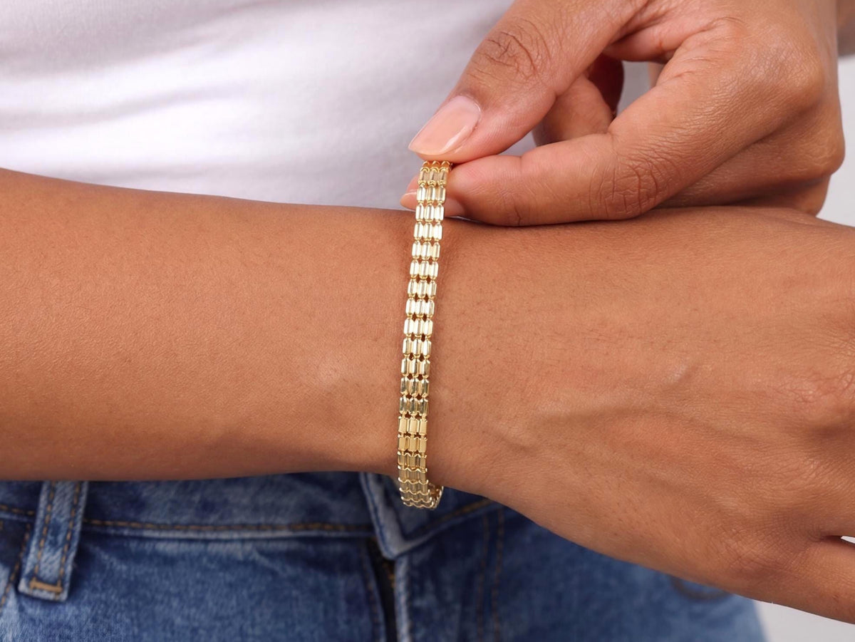 Gold Brick Link Bracelet