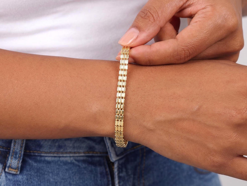 Gold Brick Link Bracelet
