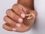 Solid Gold Zig Zag Ring with Diamonds